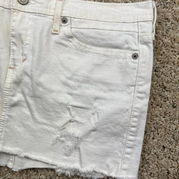 Levi's Womens Button Front Denim Skirt, White Size 29 Shirt Skirt Distressed - Picture 3 of 11